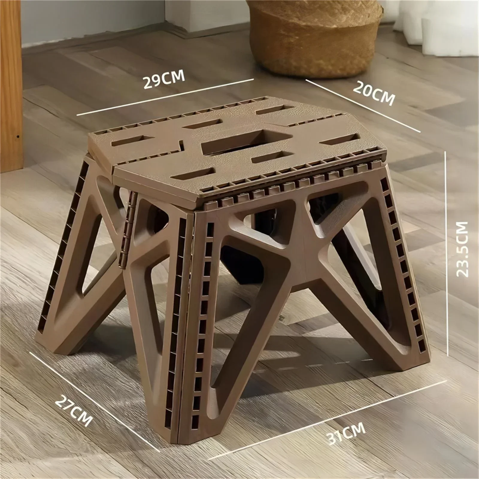 Kleiner Hocker für den Außenbereich, tragbarer Klapphocker, hohe Tragfähigkeit, langlebig, kleiner Stuhl, Angelhocker, Strandhocker, Campinghocker: Brown