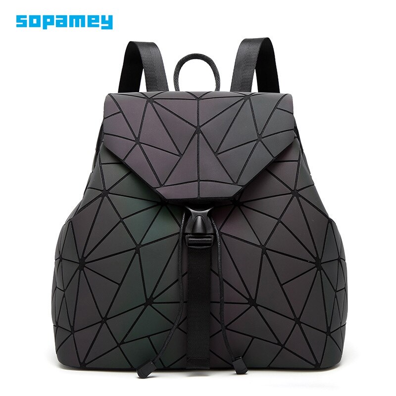 Neue Bao Tasche Leucht Rucksäcke Frauen Kordelzug Mädchen Täglichen Rucksack Schule Weibliche Geometrie Klapp Schüler der Schule Taschen