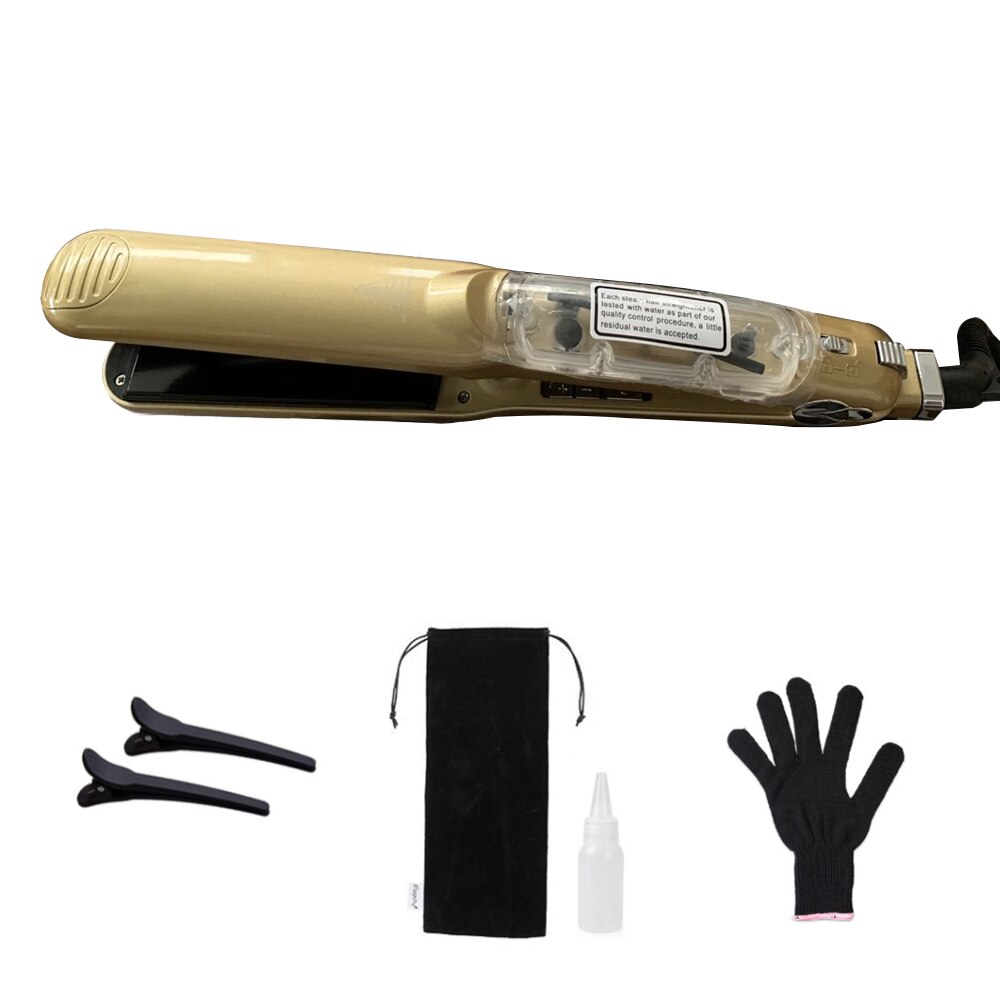 Stoom Straigthening Ijzer Toermalijn Keramische Stijltang Arganolie 450F Professionele Haar Stijltang Kapper Salon Gereedschappen: Yellow / Au