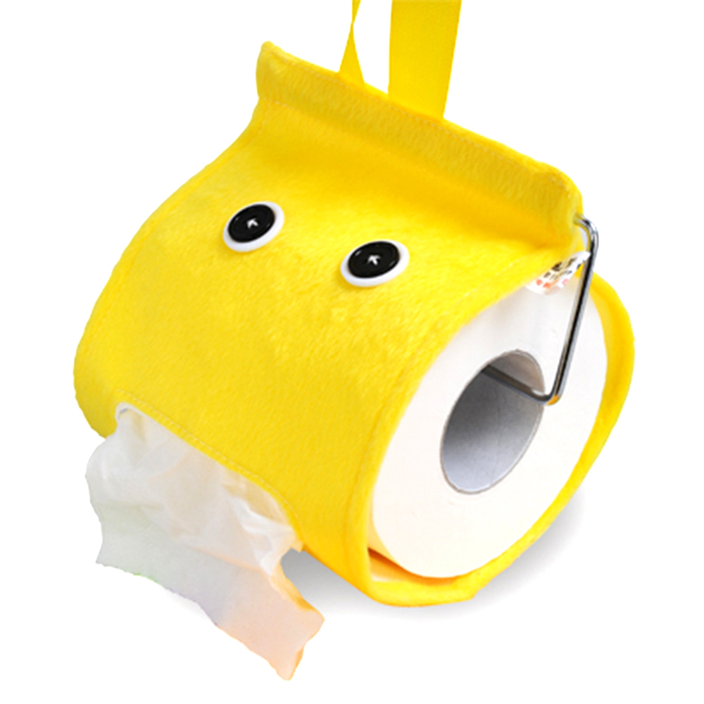 Cute Plush Cloth Tissue Box Case Holder Toilet Paper Cover Bathroom/office/car/restaurant Hanging Paper Towel Storage Container: yellow