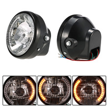 Universal 7" 12v Motorcycle Round Headlight Turn Signal light Head Lamp Round Spotlight Motocycle Front Lights