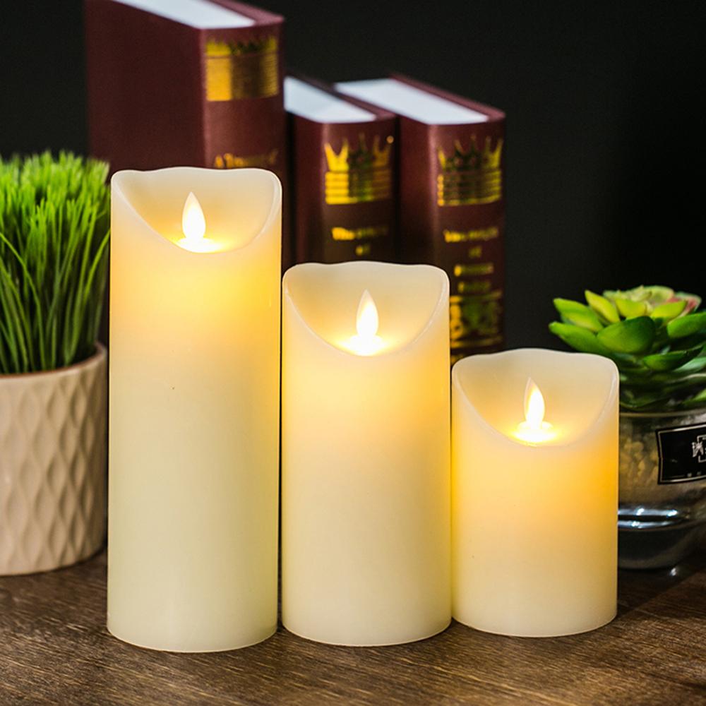 1/3 PCS Electronic Candle Flameless 12 Colors LED Changing Candles Night Light Timing Remote Control Simulation Candle Wedding