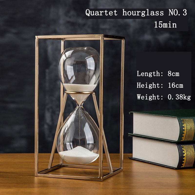 15min Square Frame Simple Hourglass Metal Rotating Hour Glass Office Desktop Decor Kitchen Timer Yoga Sand Clock Xmas Timer: 8x16cm 15min