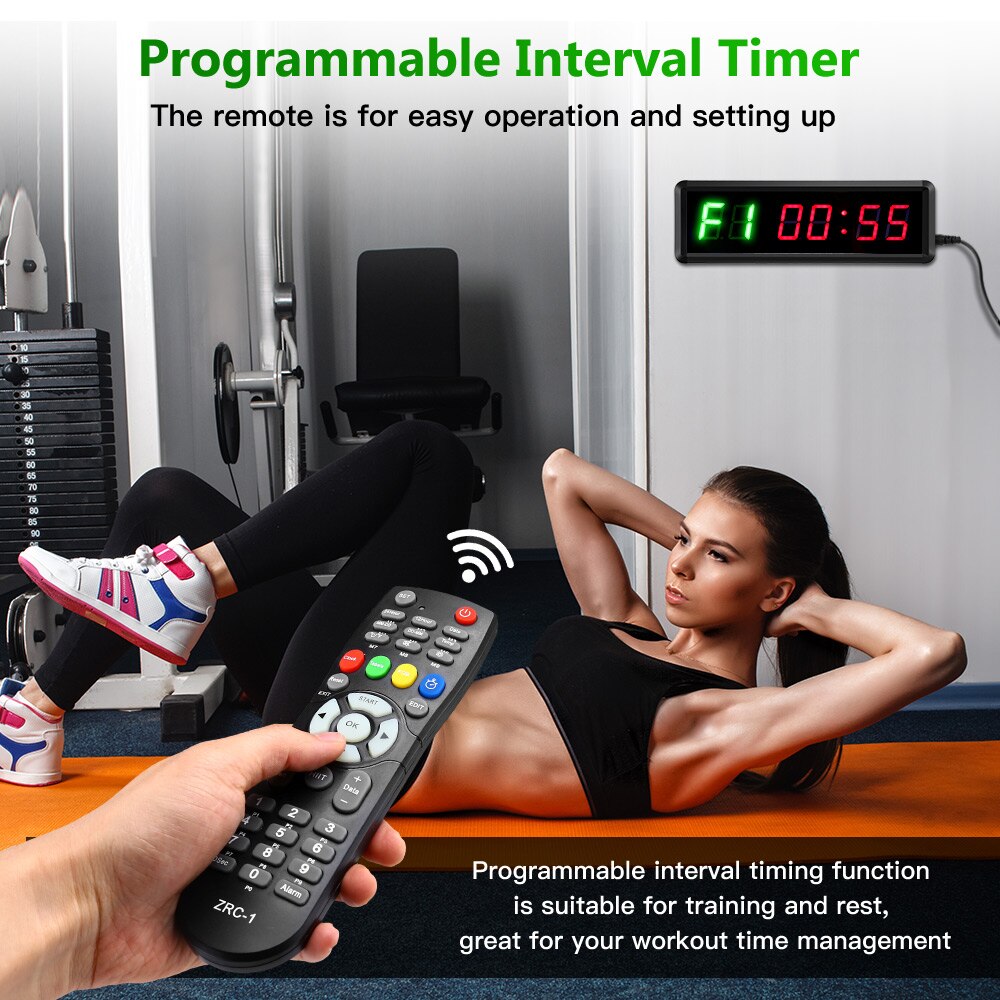 LED Programmierbare Crossfit Intervall 1.5 "hoch Charakter Fitnessstudio Timer Tabata Stoppuhr Zählen drinnen und draussen Fitness