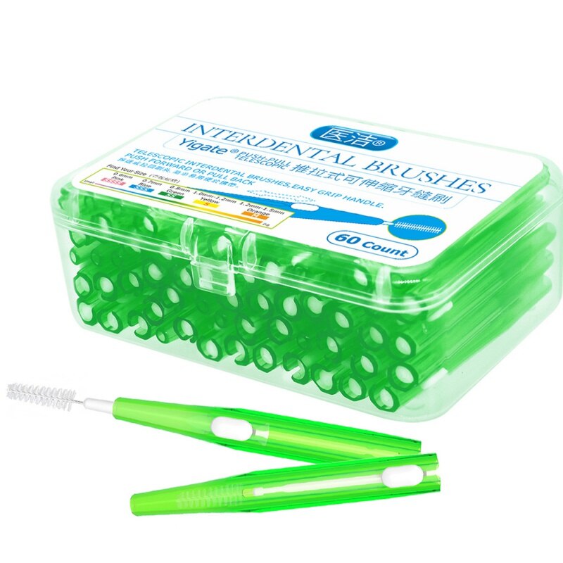 Push-Pull Interdental Brush Gum Interdental Tooth Brush Orthodontic Wire Brush Toothbrush Oral Care Toothpick 60 Pcs/Pack: G