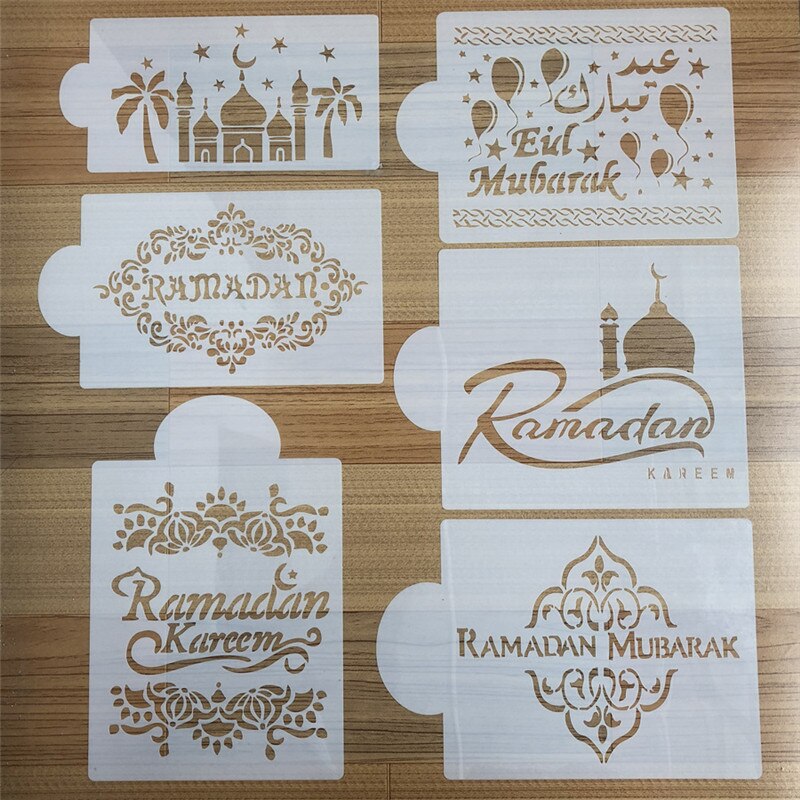 1 stk eid mubarak ramadan kaffe udskrivning skabelon spray stencilsæt diy fondant kage kiks dekorationsværktøjer