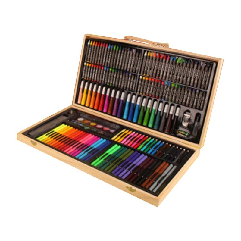 Ensemble de pinceaux pour enfants, boîte en bois, outils de peinture de la maternelle, fournitures d&#39;art, 1XCE: 180