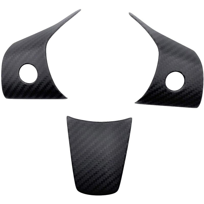Glossy Real Carbon Fiber for Tesla Model 3 Steering Wheel Button Trim Cover Car Inner Frame Decor Accessories