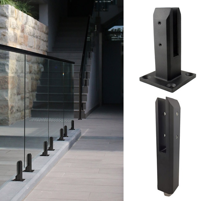 Stainless Steel Duplex 2205 Pool Fence Stair Railing Black Finish Glass Spigot Have In Stock