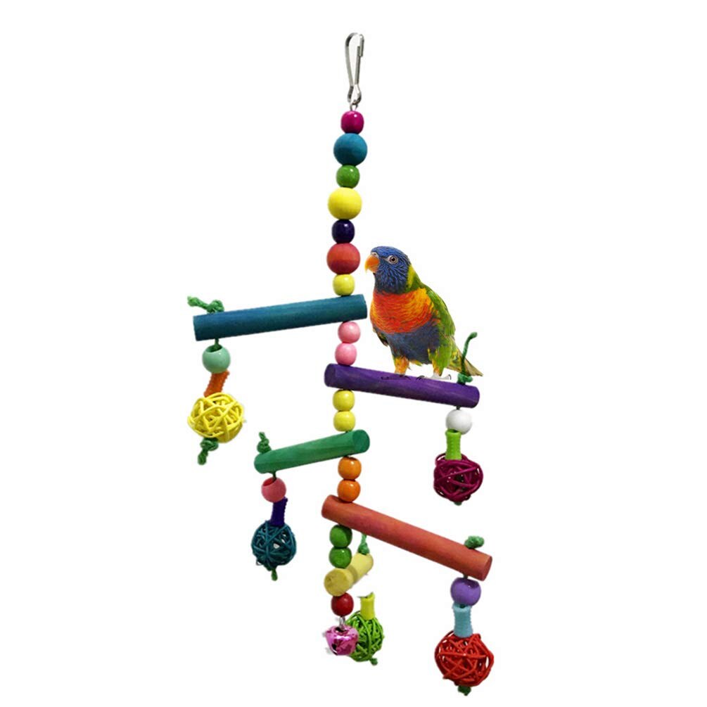 Échelle d'escalade en bois coloré, oiseau, perroquet, balançoire suspendue, jouet pour perruches, perruche, Conure de calopsitte, Lovebird, gris africain