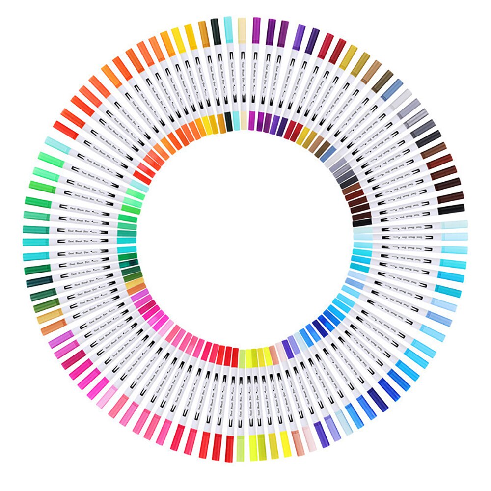 100pcs Colour Dual Tip Brush Pen Double-Headed Watercolour Marker Painting Pen Set Fine Line Watercolour Art Markers: Default Title