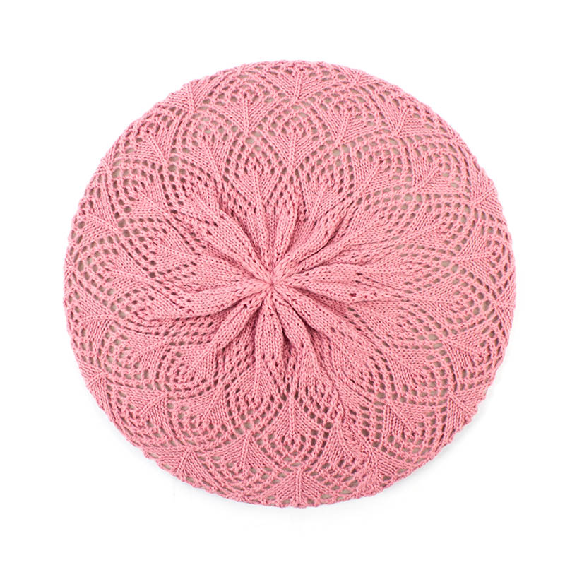 Geebro vrouwen Effen Kleur Gebreide Baret Hoed Lente Casual Dunne Acryl Baretten voor Vrouwen Dames Franse Kunstenaar Beanie Baret hoeden: Pink