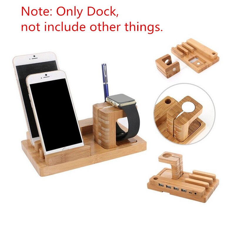 Wooden Charging Dock Station Multi-Function for Mobile Phone Holder Stand Bamboo Charger Stand Base For Apple Watch iPad iPhone: Style 6