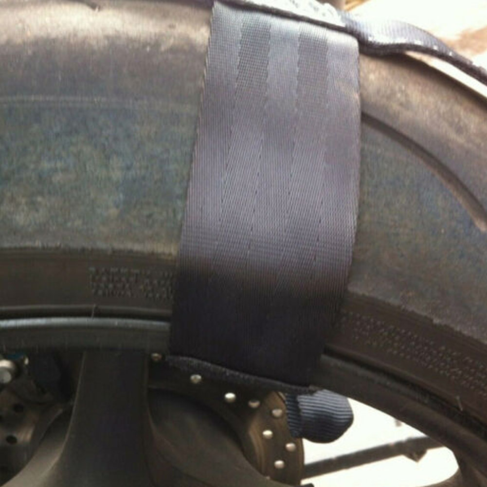 Universal preto moto transporte tie-down poliéster motocicleta roda traseira fixação fixação cinto cinta