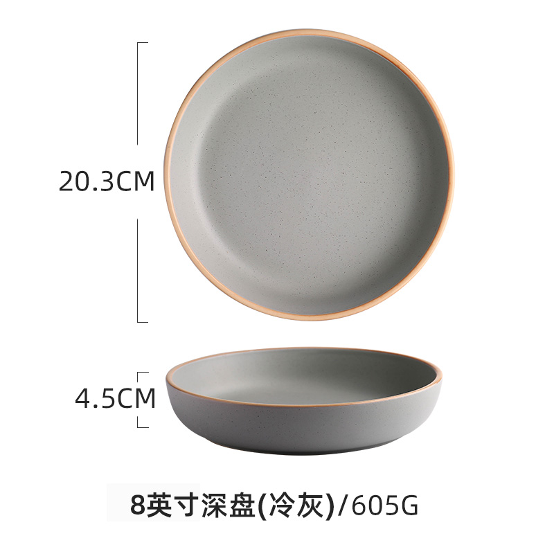 Japanese Ceramic Food Cute Plate Set Birthday Kitchen Dinner Sauce Plates Breakfast Serving Dessert Assiette Tableware OA50PS: 8 inches B2