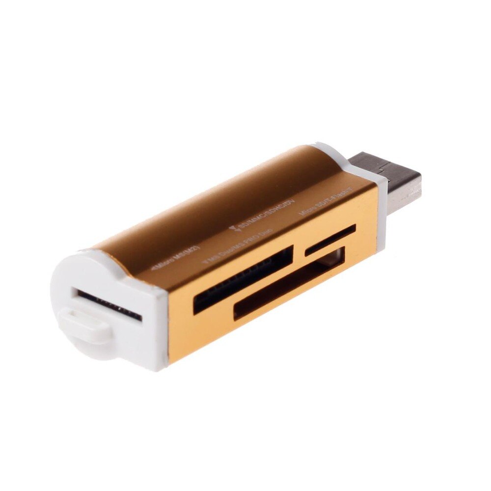 4 in- in-1 multifunctionele geheugenkaartlezer met aluminium behuizing, usb 2.0 externe kaartlezer voor sd-kaart, mmc, micro sd, tf-kaart