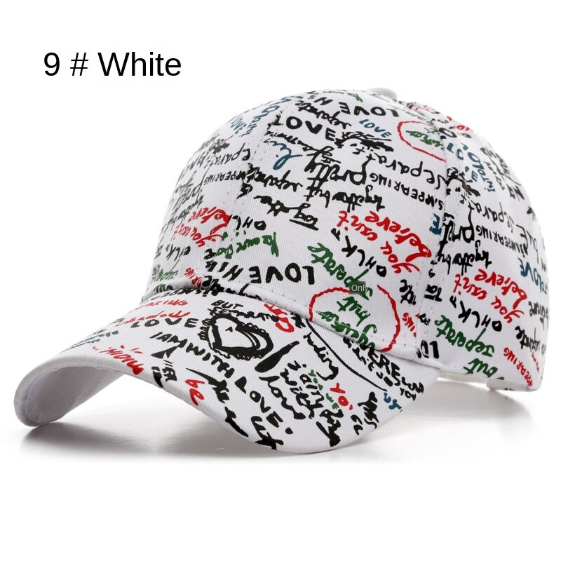 SLECKTON 100% Cotone Hip Hop del Berretto Da Baseball per Gli Uomini e Le Donne Casual Graffiti Snapback Cappello Unisex Cappelli di Moda Ha Raggiunto Il Picco Caps estate: 9-White