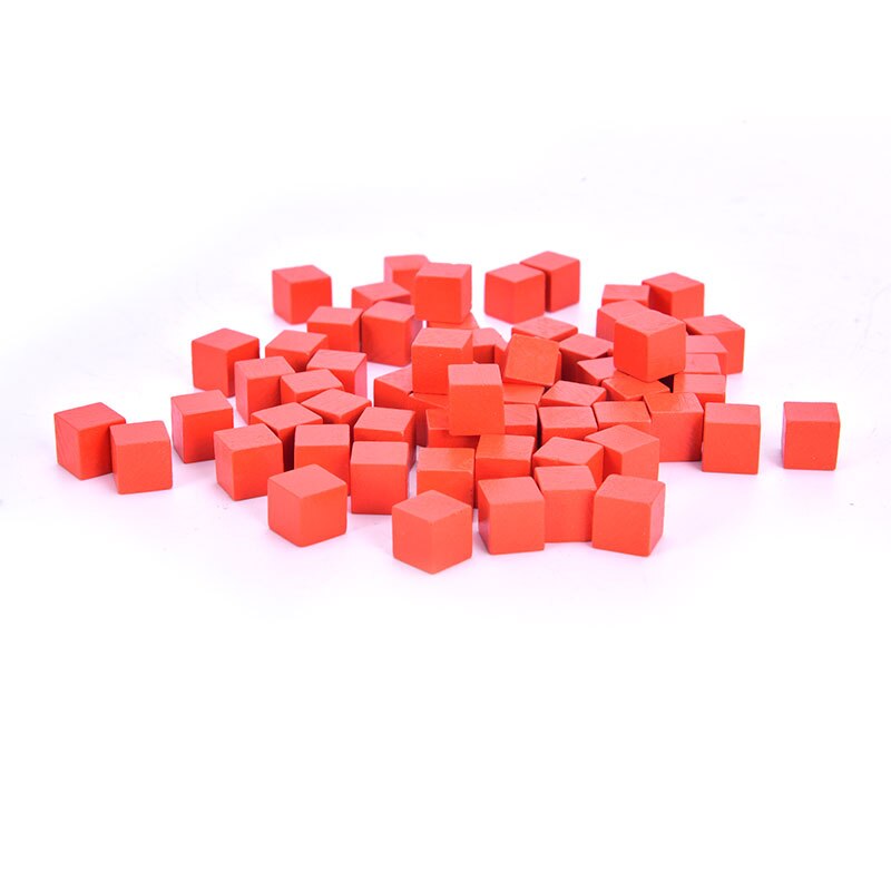 100Pcs 10Mm Hout Cubes Kleurrijke Dobbelstenen Schaakstukken Haakse Voor Token Puzzels Kids Kinderen Board Game Kubussen vroege Onderwijs