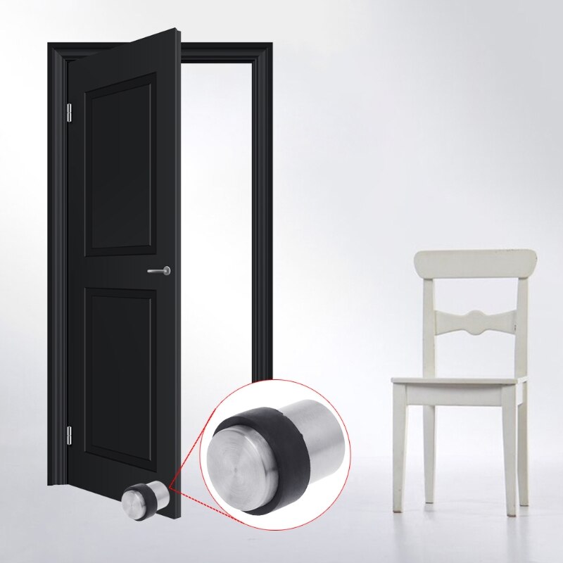 Door Stopper Stainless Steel Floor Mounted Fixed Door Rubber Stops Home Supplies