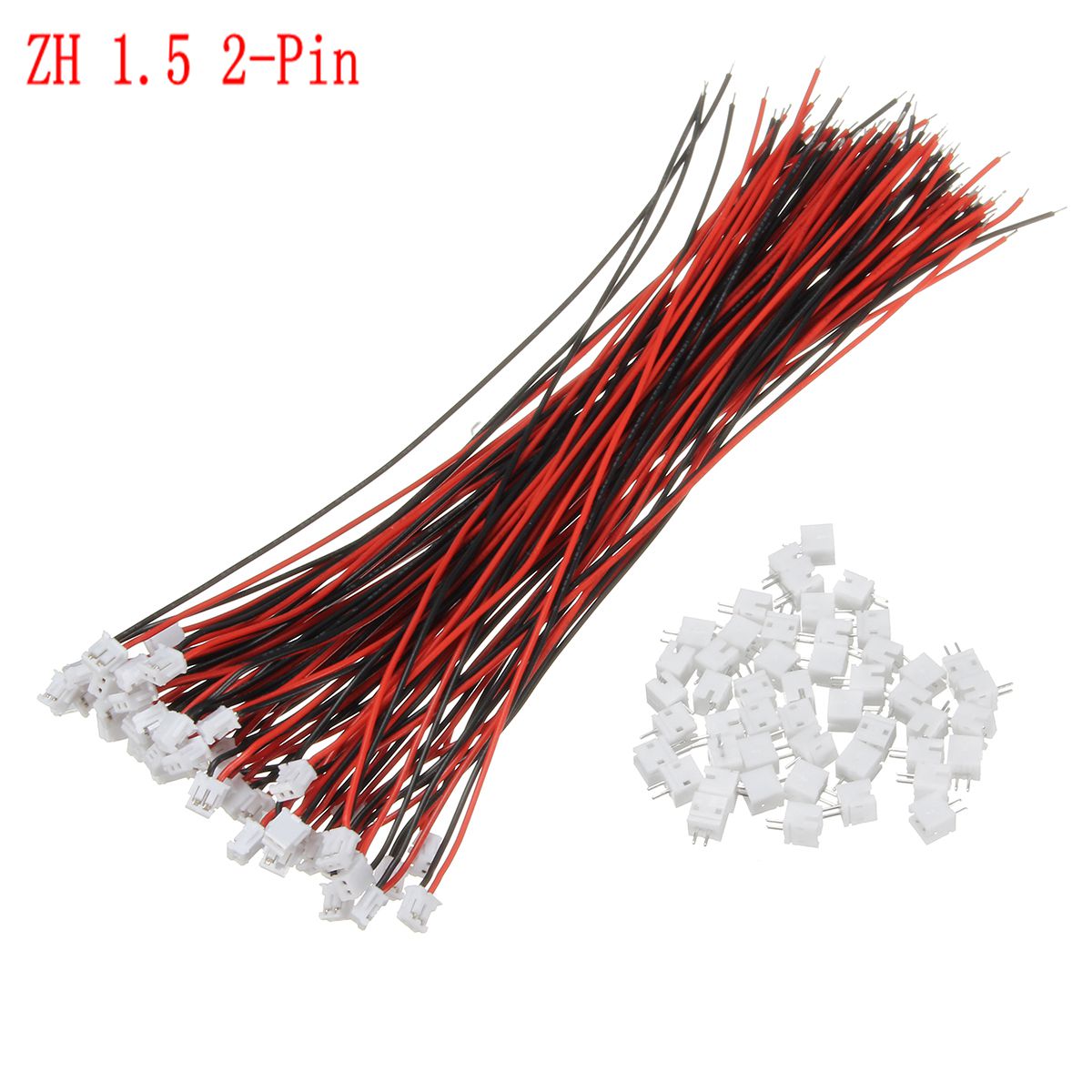 50pcs Mini Micro JST ZH 1.5mm SH 1.0mm PH 2.0mm 2-Pin Connector Plug With Wires Cables 120mm 150mm