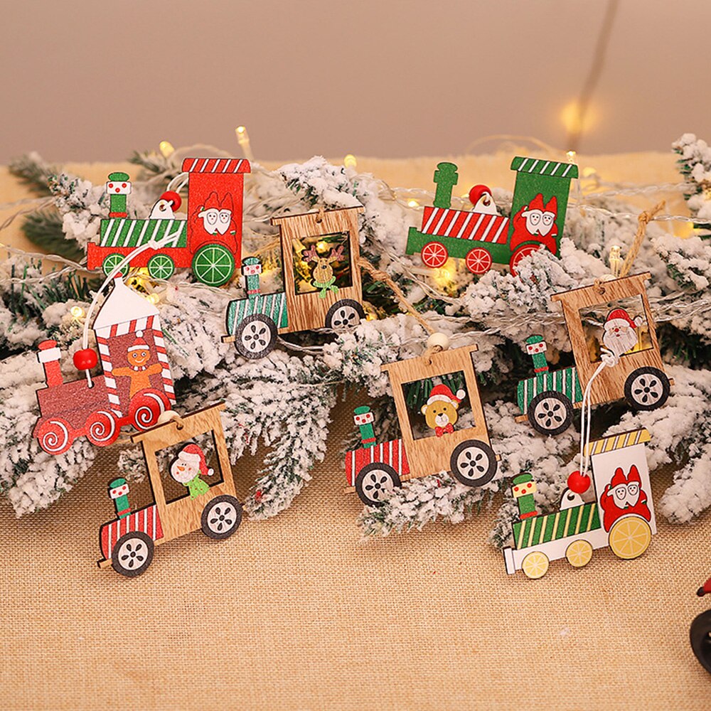 Versiering Houten Hanger 4 Stuks Kerst Kerstman Decor Houten Ornamenten