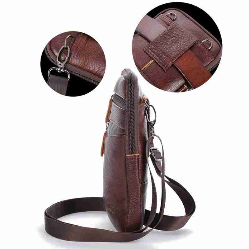 Bolso de cuero multiusos para hombre, cinturón antirrobo, a la , con cremallera, PU, cruzado, 1 unidad