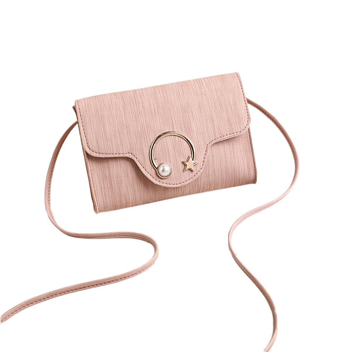 Trend damer enfärgad liten fyrkantig väska koreansk personlighet metall måne och stjärna dekorerade cross-body handväskor