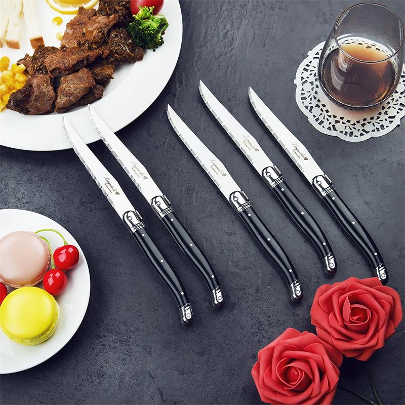 9 &#39;&#39;Laguiole Rvs Steak Messen Diner Mes Zwarte Bestek Tafel Mes Servies Sets Restaurant Home Bar Flatwatware