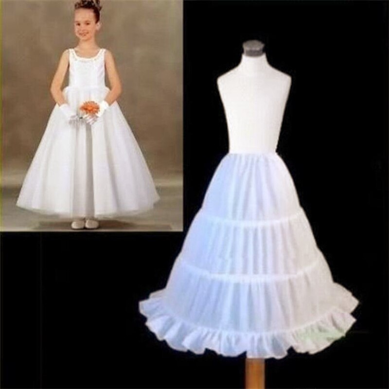 Flower Girl Petticoat Children Petticoat A-Line 3 Hoops One Layer Kids Crinoline Flower Girl Dress Underskirt Elastic Waist