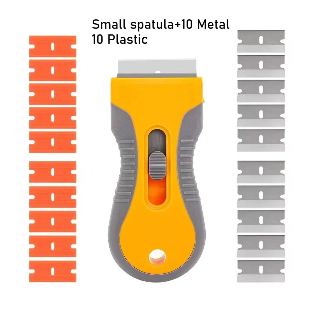 Window Glass Ceramic Cleaning Scraper Two Blades Plastic Handle Automotive Film Sticker Remover Tool