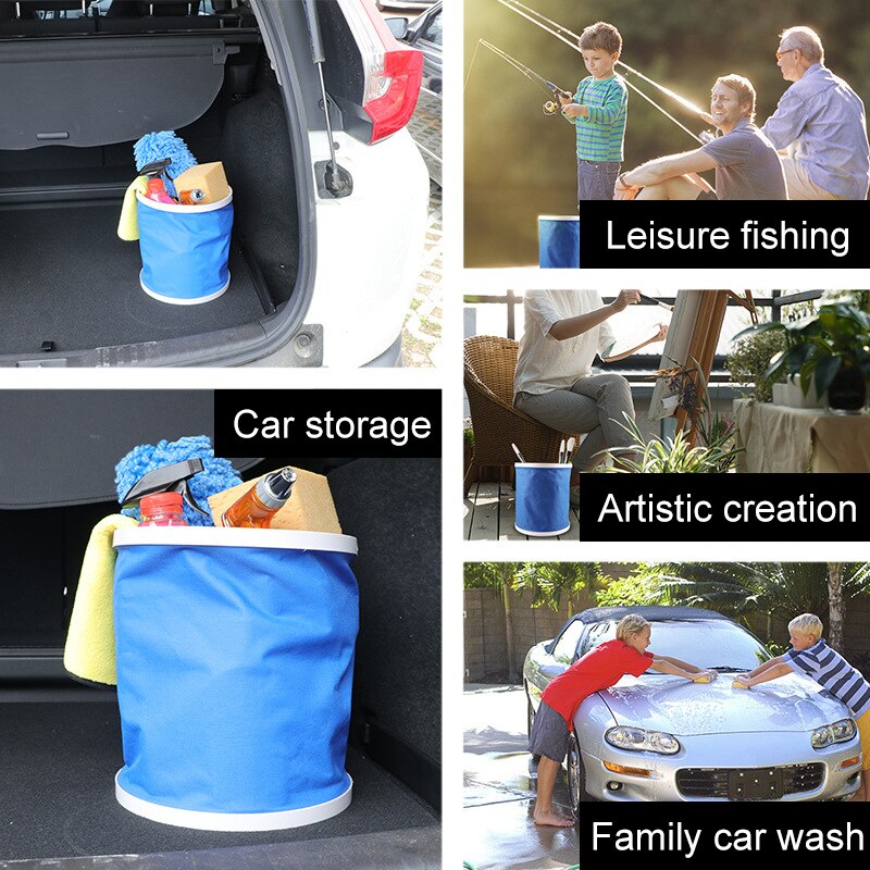 Cubo de lavado de coche plegable, herramientas de almacenamiento multiusos de gran capacidad portátil, 11l, para pesca al aire libre, viaje