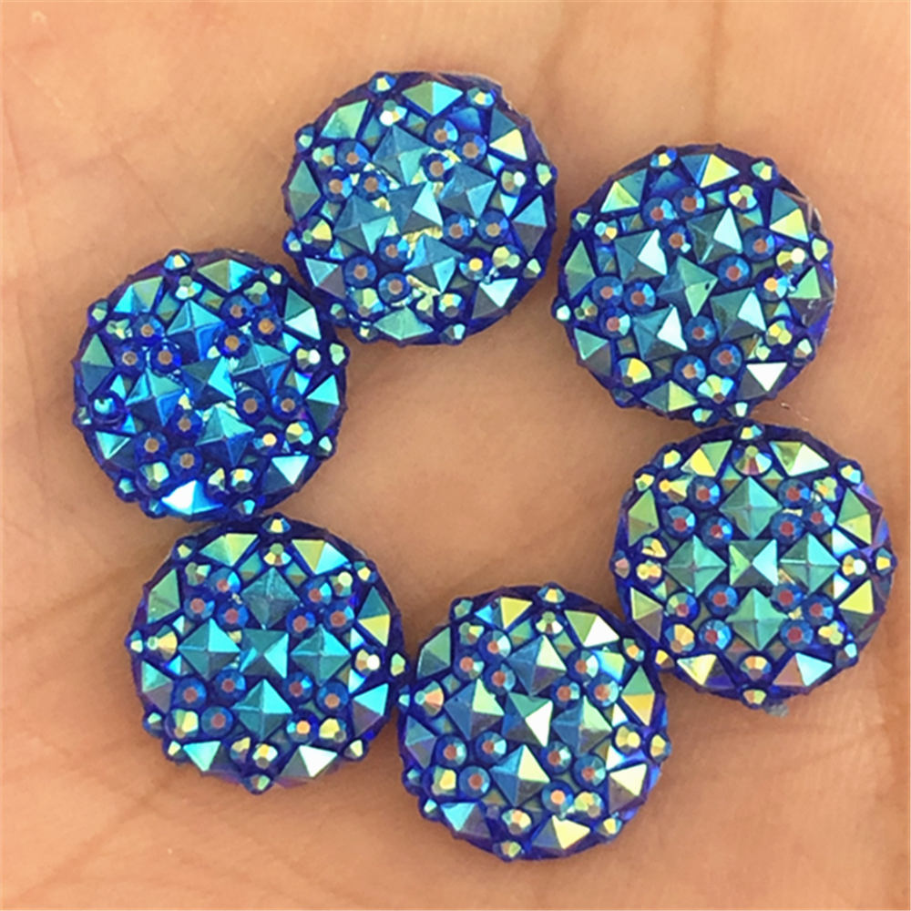 40Pcs Ab Resin 12Mm Ronde Resin Plaksteen Rhinestone Plakboek Ambachten: Blue 40PCS