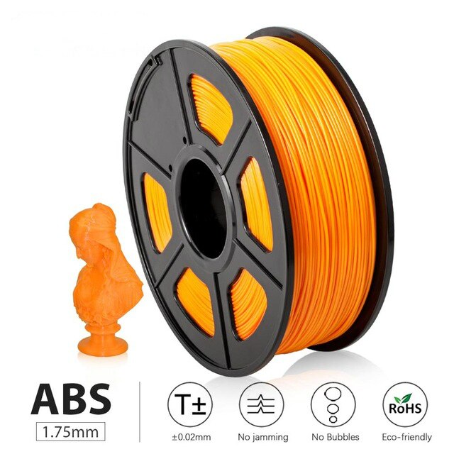 SUNLU-filamento ABS de 1KG y 1,75 MM, bobina de filamento de colores, para impresora 3D reprap, 1,75mm, 1KG por rollo: ABS-ORANGE