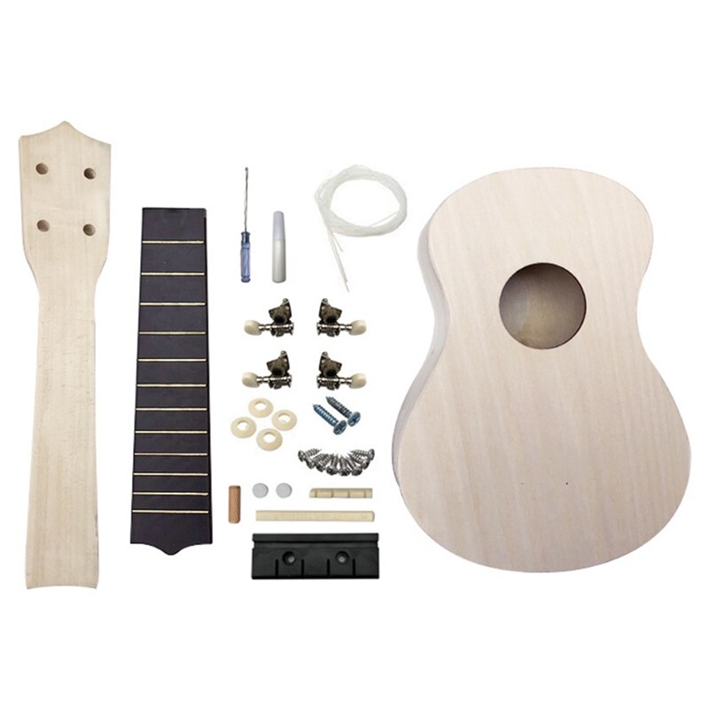 Kit DIY de Ukelele de 23 pulgadas para niños, instrumento musical Hawaiano con soporte manual para pintar, conjunto de juguetes para principiantes