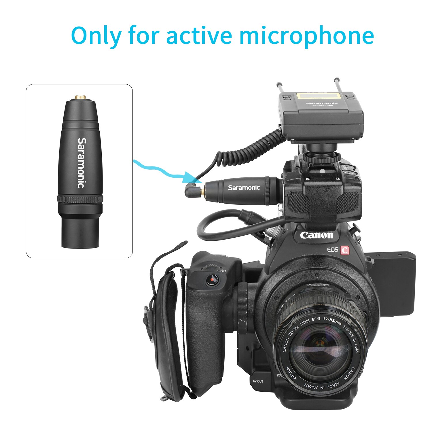Saramonic C-XLR 3.5mm Female TRS to XLR Male Microphone Audio Adapter on Video Cinema Cameras Audio Recorders