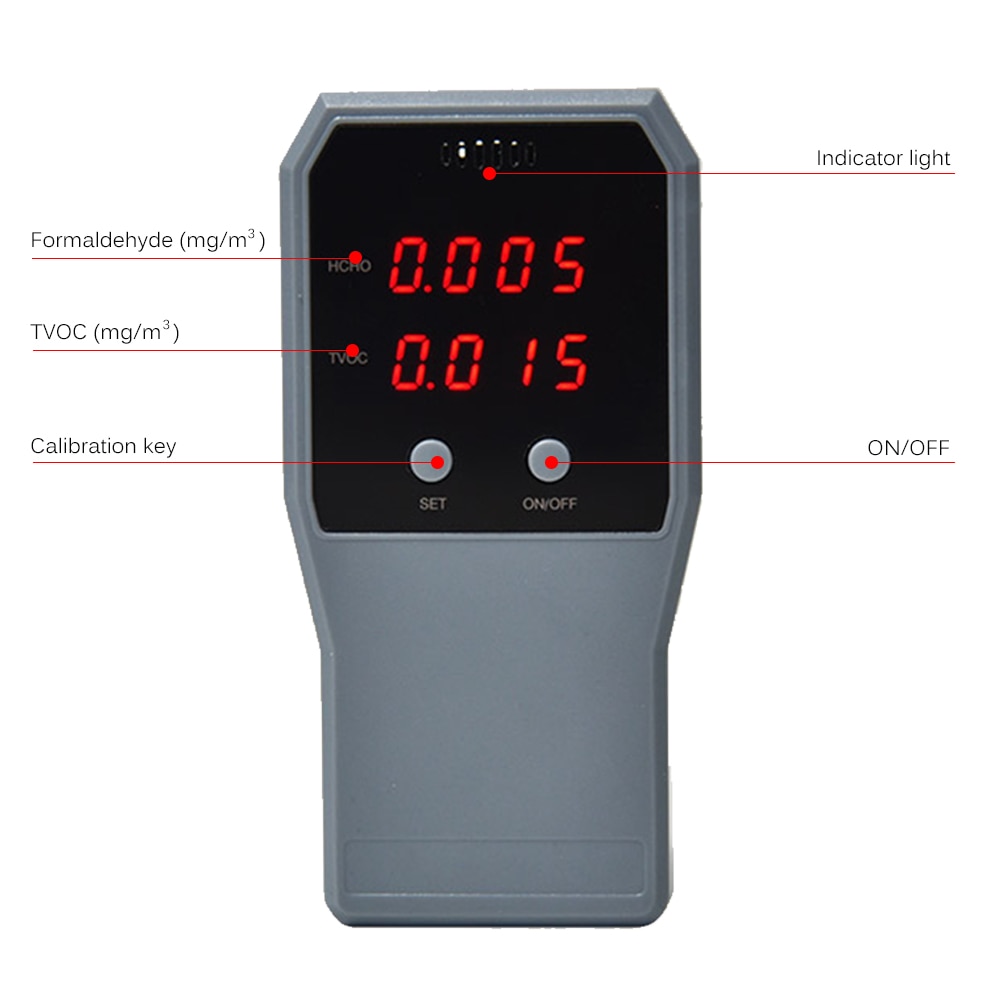 Air Monitor Formaldehyde Detector Vervuiling Meter Indoor Hcho Tvoc Tester Real Time Lucht Tester Met Lcd-scherm