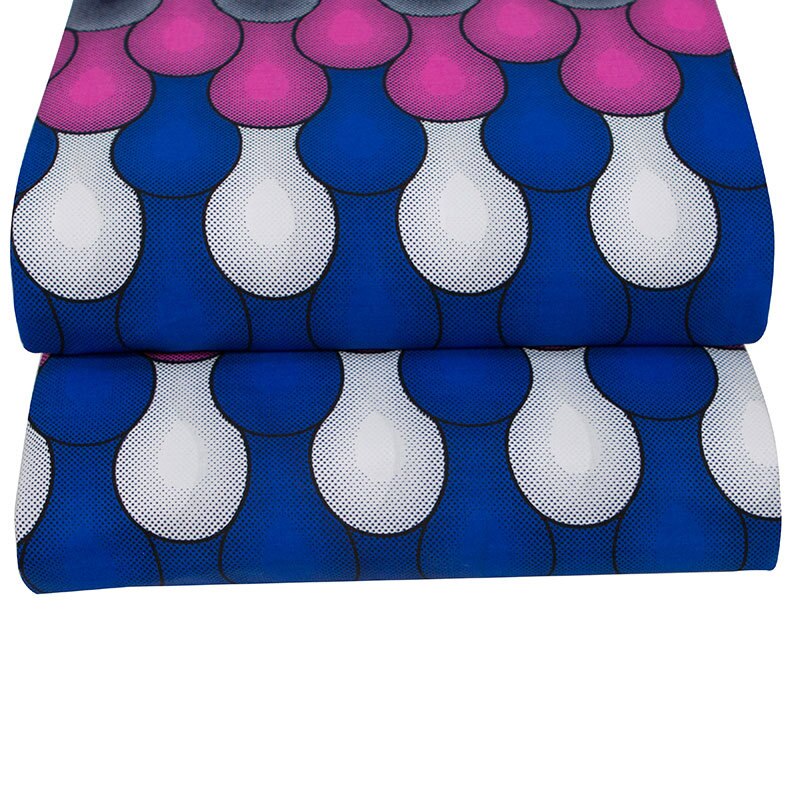Afrikaanse Stof 100% Katoen Roze Blauw En Wit Print Stof Pagnes Africain Wax