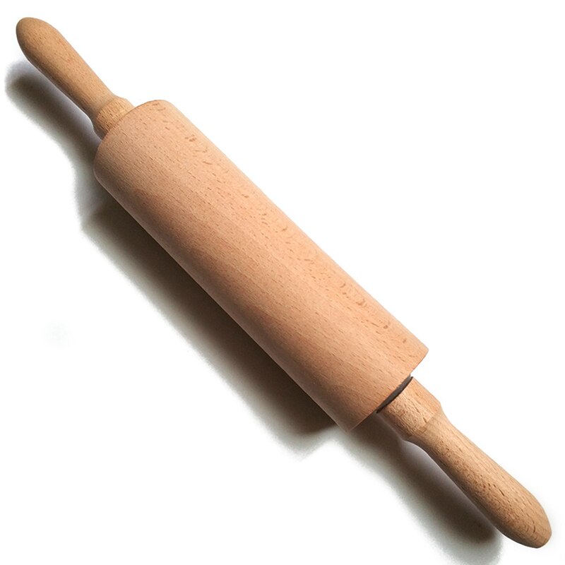 Wooden Rolling Pin with Handles 17.5/20/24cm Classic Smooth Dough Scraper Kitchen Utensil for Pie Crust Cookie FP8: Medium