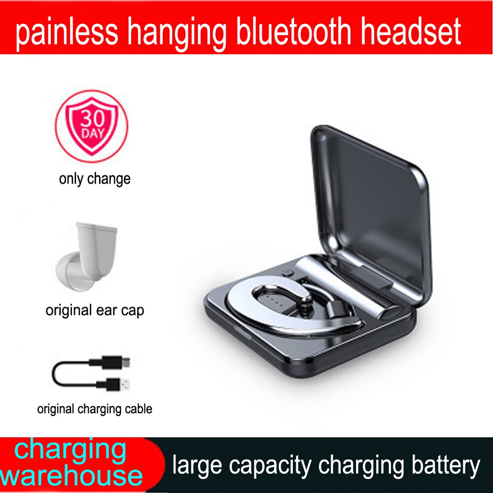 Bluetooth Oortelefoon Draadloze Hoofdtelefoon Noise Canceling Oordopjes Voor Telefoon Mic Pijnloos Beengeleiding Headset Oorhaak Voor Sport: silver with box