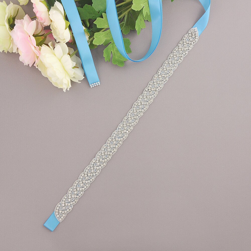 Handgemaakte strass bruidsaccessoires riem trouwjurk riem huwelijksriem bruidslint riem bruidssjerp gala riem scs 216- s: Blauw