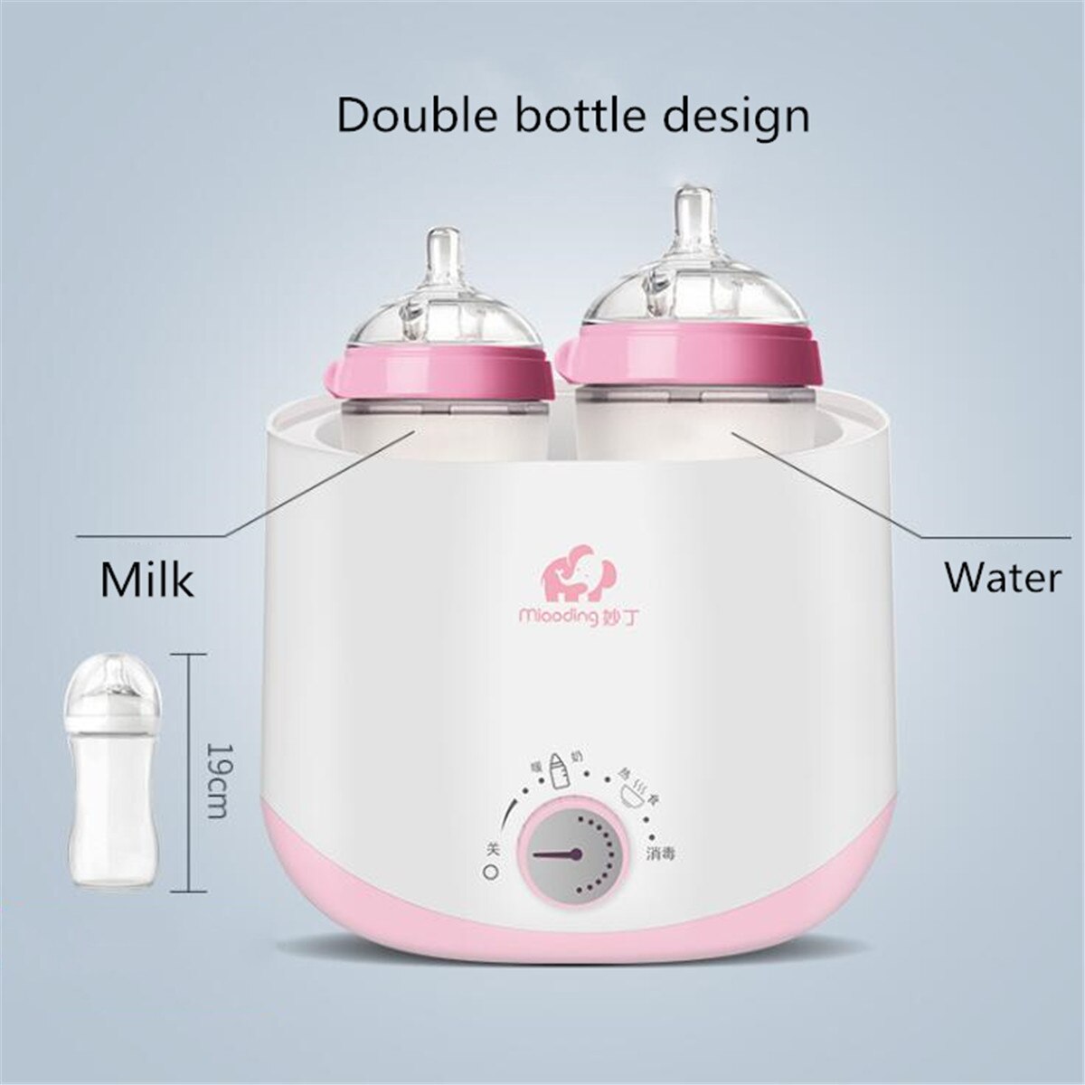 Double Bottle Sterilizer Milk Warmer for Breast Milk Feeding Baby Food Intelligent Thermostatic System