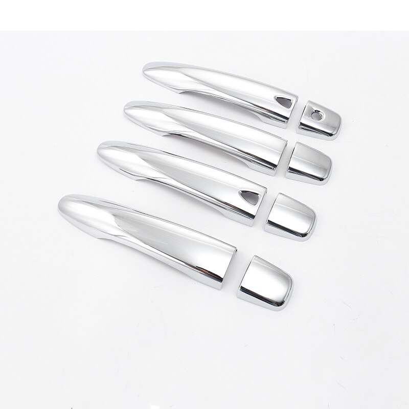 For Nissan Qashqai J11 Chrome door handle cover with smart key Hhole catch cap trim molding: 1 keyhole 2 buttons
