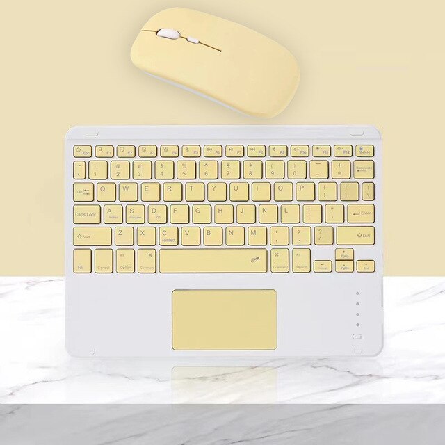 Funda para teclado magnético para iPad , cubierta con Bluetooth, teclado, ratón, tableta, para iPad Air 1, 2, 3, 4 Pro, 11, 12,9, 10,5, 10,2, 9,7": yellow touch mouse