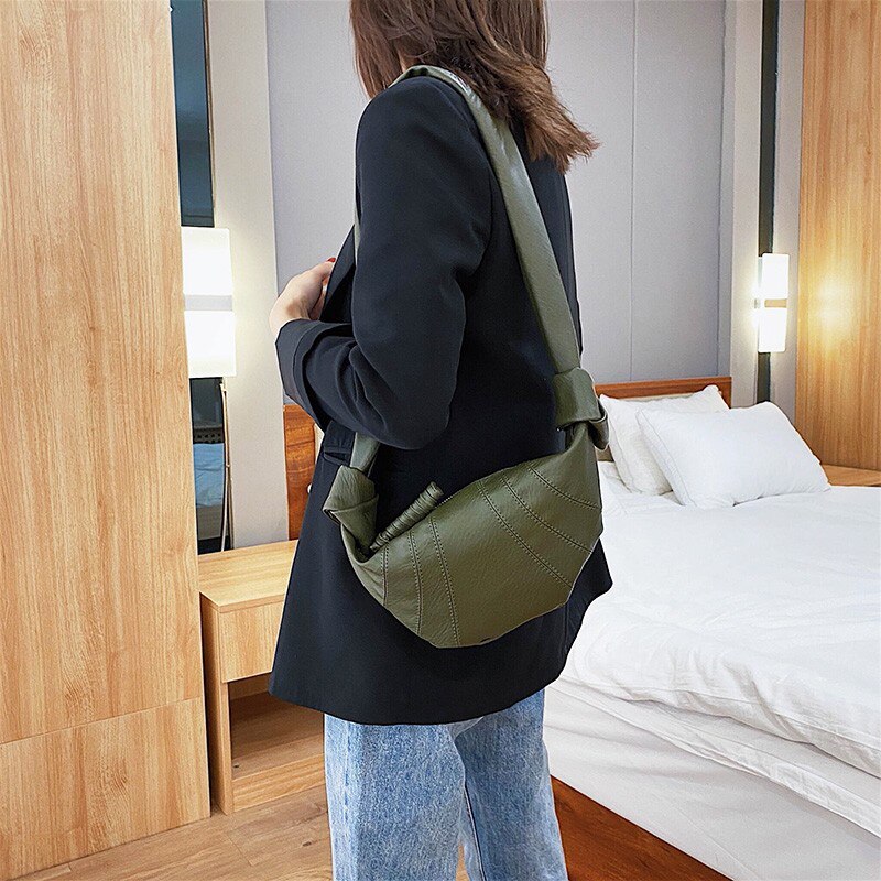 Women Chest Bag Soft Pu Shoulder Bag Casual High-capacity Package Female Bulk Bags Waist Pack Girls chest Pack dumpling