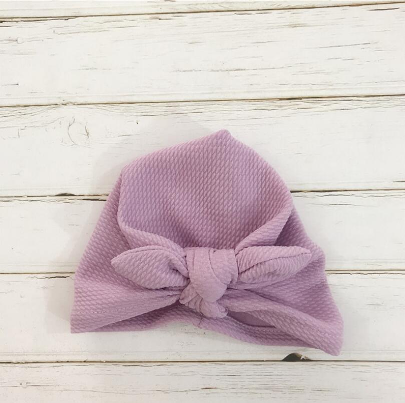 Forår sommer knyttede kaninører indiske hatte baby dæk cap baby piger elastisk slips tørklæde turban hoved wrap blød kasket: Lavendel