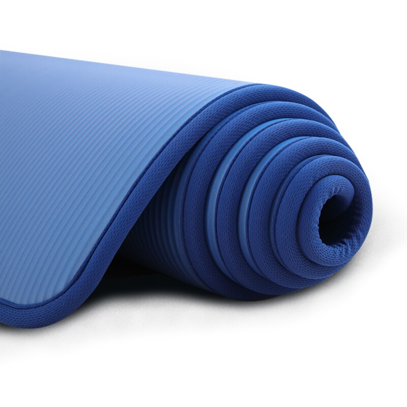 10Mm Extra Dikke 183cmX61cm Yoga Matten Nrb Antislip Oefening Mat Voor Fitness Smaakloos Pilates Workout Gym Matten met Bandages: Blauw