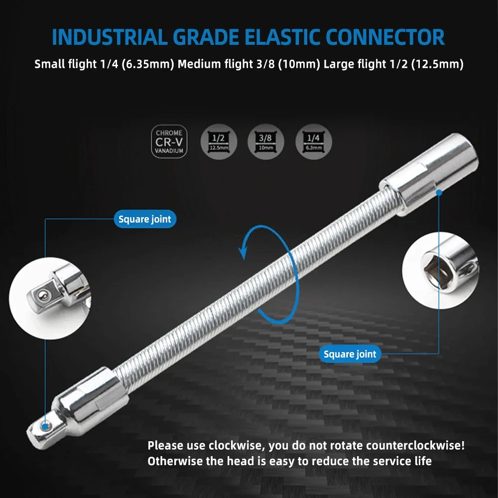 Drive Socket Extension Bar Adapter Connective Rod Flexible Shaft Conversion Head High Torque Ratchet Wrench Electronic Drill