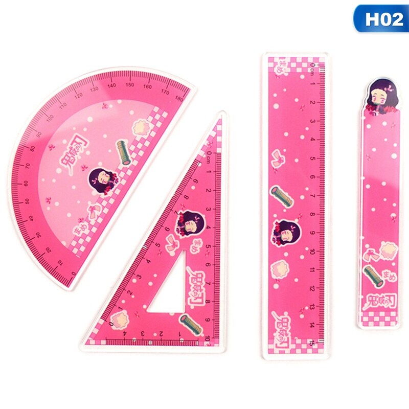 Regla de dibujo acrílico, 4 unidades por juego, regla triangular geométrica, transportador de enderezamiento, una variedad de reglas: H02