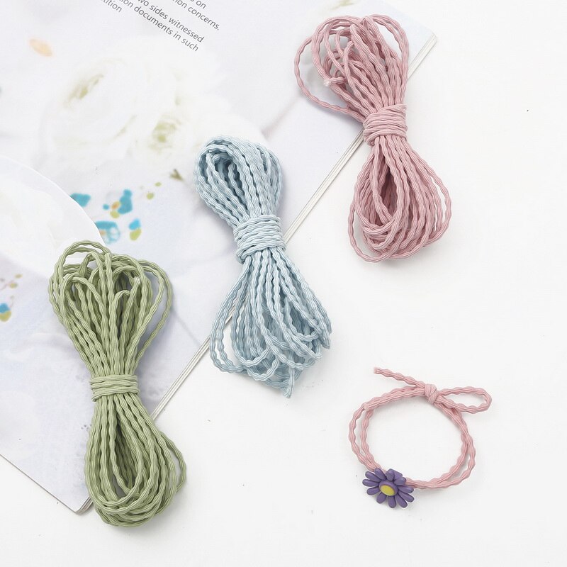 Banda de goma elástica multicolor de 3mm de 5 metros, línea de goma elástica, accesorios de costura para joyería DIY, banda de goma muy elástica gruesa