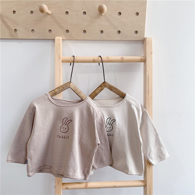 5004 t-shirts pour enfants, chemises à manches longues pour bébé, printemps-automne, sweat-shirt en coton pour enfants de 1-7 ans, t-shirt pour fille et garçon, hauts décontractés